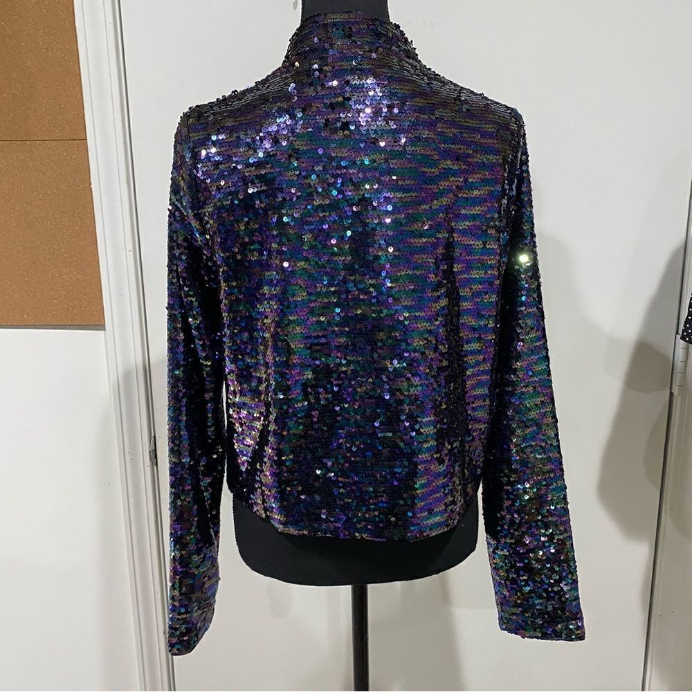 Essue Multi-colored sequin cropped tuxedo jacket Size S - Picture 4 of 6